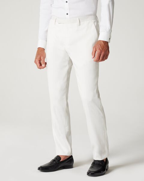 Ivory Slim Stretch Textured Tailored Pant